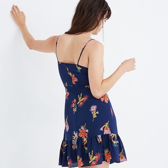 Silk ruffle wrap cami dress in bird of paradise - Picture 2 of 6